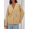 imagePRETTYGARDEN Womens 2025 Oversized Cardigan Sweaters Trendy Chunky Knit Long Sleeve V Neck Button Down Fall Winter OutfitsKhaki