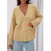 imagePRETTYGARDEN Womens 2025 Oversized Cardigan Sweaters Trendy Chunky Knit Long Sleeve V Neck Button Down Fall Winter OutfitsKhaki
