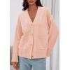 imagePRETTYGARDEN Womens 2025 Oversized Cardigan Sweaters Trendy Chunky Knit Long Sleeve V Neck Button Down Fall Winter OutfitsPink