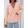 imagePRETTYGARDEN Womens 2025 Oversized Cardigan Sweaters Trendy Chunky Knit Long Sleeve V Neck Button Down Fall Winter OutfitsPink