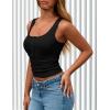 imagePRETTYGARDEN Womens 2025 Summer Tank Tops Ribbed Knit Slim Fit Sleeveless Henley Shirts Casual Basic Button Up BlouseBlack