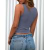 imagePRETTYGARDEN Womens 2025 Summer Tank Tops Ribbed Knit Slim Fit Sleeveless Henley Shirts Casual Basic Button Up BlouseBlue Grey