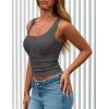 imagePRETTYGARDEN Womens 2025 Summer Tank Tops Ribbed Knit Slim Fit Sleeveless Henley Shirts Casual Basic Button Up BlouseDark Grey