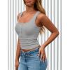 imagePRETTYGARDEN Womens 2025 Summer Tank Tops Ribbed Knit Slim Fit Sleeveless Henley Shirts Casual Basic Button Up BlouseGrey