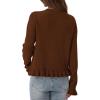 imagePRETTYGARDEN Womens Fall Button Down Cardigans Chunky Knit Ruffle Open Front Cropped Cardigan Sweaters Soft Long Sleeve TopsBrown