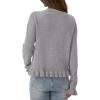 imagePRETTYGARDEN Womens Fall Button Down Cardigans Chunky Knit Ruffle Open Front Cropped Cardigan Sweaters Soft Long Sleeve TopsGrey