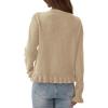 imagePRETTYGARDEN Womens Fall Button Down Cardigans Chunky Knit Ruffle Open Front Cropped Cardigan Sweaters Soft Long Sleeve TopsKhaki