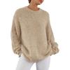 imagePRETTYGARDEN Womens Fall Long Sleeve Sweater Crew Neck Fuzzy Loose Fit Chunky Knit Pullover Sweaters Going Out TopsApricot