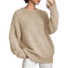 imagePRETTYGARDEN Womens Fall Long Sleeve Sweater Crew Neck Fuzzy Loose Fit Chunky Knit Pullover Sweaters Going Out TopsApricot