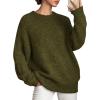 imagePRETTYGARDEN Womens Fall Long Sleeve Sweater Crew Neck Fuzzy Loose Fit Chunky Knit Pullover Sweaters Going Out TopsArmy Green