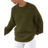 imagePRETTYGARDEN Womens Fall Long Sleeve Sweater Crew Neck Fuzzy Loose Fit Chunky Knit Pullover Sweaters Going Out TopsArmy Green