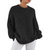 imagePRETTYGARDEN Womens Fall Long Sleeve Sweater Crew Neck Fuzzy Loose Fit Chunky Knit Pullover Sweaters Going Out TopsBlack
