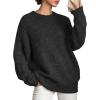imagePRETTYGARDEN Womens Fall Long Sleeve Sweater Crew Neck Fuzzy Loose Fit Chunky Knit Pullover Sweaters Going Out TopsBlack