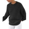 imagePRETTYGARDEN Womens Fall Long Sleeve Sweater Crew Neck Fuzzy Loose Fit Chunky Knit Pullover Sweaters Going Out TopsBlack