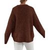 imagePRETTYGARDEN Womens Fall Long Sleeve Sweater Crew Neck Fuzzy Loose Fit Chunky Knit Pullover Sweaters Going Out TopsDark Brown