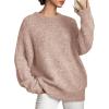 imagePRETTYGARDEN Womens Fall Long Sleeve Sweater Crew Neck Fuzzy Loose Fit Chunky Knit Pullover Sweaters Going Out TopsDusty Pink