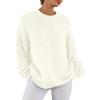 imagePRETTYGARDEN Womens Fall Long Sleeve Sweater Crew Neck Fuzzy Loose Fit Chunky Knit Pullover Sweaters Going Out TopsWhite