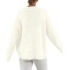 imagePRETTYGARDEN Womens Fall Long Sleeve Sweater Crew Neck Fuzzy Loose Fit Chunky Knit Pullover Sweaters Going Out TopsWhite