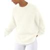 imagePRETTYGARDEN Womens Fall Long Sleeve Sweater Crew Neck Fuzzy Loose Fit Chunky Knit Pullover Sweaters Going Out TopsWhite