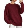 imagePRETTYGARDEN Womens Fall Long Sleeve Sweater Crew Neck Fuzzy Loose Fit Chunky Knit Pullover Sweaters Going Out TopsWine Red