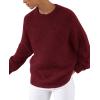 imagePRETTYGARDEN Womens Fall Long Sleeve Sweater Crew Neck Fuzzy Loose Fit Chunky Knit Pullover Sweaters Going Out TopsWine Red