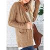imagePRETTYGARDEN Womens Open Front Cardigan Sweaters Fall Fashion Button Down Cable Knit Chunky Winter Clothing Outerwear CoatsKhaki