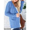 imagePRETTYGARDEN Womens Open Front Cardigan Sweaters Fall Fashion Button Down Cable Knit Chunky Winter Clothing Outerwear CoatsSky Blue