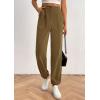 imagePRETTYGARDEN Womens Pants Dressy Casual 2025 Fall Elastic High Waisted Work Office Corduroy Trouser Slacks with PocketsArmy Green