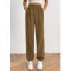 imagePRETTYGARDEN Womens Pants Dressy Casual 2025 Fall Elastic High Waisted Work Office Corduroy Trouser Slacks with PocketsArmy Green