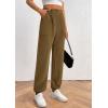 imagePRETTYGARDEN Womens Pants Dressy Casual 2025 Fall Elastic High Waisted Work Office Corduroy Trouser Slacks with PocketsArmy Green