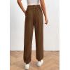 imagePRETTYGARDEN Womens Pants Dressy Casual 2025 Fall Elastic High Waisted Work Office Corduroy Trouser Slacks with PocketsBrown