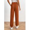 imagePRETTYGARDEN Womens Pants Dressy Casual 2025 Fall Elastic High Waisted Work Office Corduroy Trouser Slacks with PocketsBrown Yellow