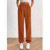 imagePRETTYGARDEN Womens Pants Dressy Casual 2025 Fall Elastic High Waisted Work Office Corduroy Trouser Slacks with PocketsBrown Yellow