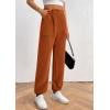 imagePRETTYGARDEN Womens Pants Dressy Casual 2025 Fall Elastic High Waisted Work Office Corduroy Trouser Slacks with PocketsBrown Yellow