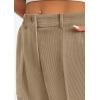 imagePRETTYGARDEN Womens Pants Dressy Casual 2025 Fall Elastic High Waisted Work Office Corduroy Trouser Slacks with PocketsLight Khaki