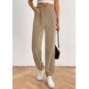 imagePRETTYGARDEN Womens Pants Dressy Casual 2025 Fall Elastic High Waisted Work Office Corduroy Trouser Slacks with PocketsLight Khaki