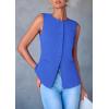 imagePRETTYGARDEN Womens Suit Vest Tops 2025 Summer Dressy Casual Business Button Sleeveless Trendy Fashion Blazer WaistcoatBlue