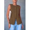 imagePRETTYGARDEN Womens Suit Vest Tops 2025 Summer Dressy Casual Business Button Sleeveless Trendy Fashion Blazer WaistcoatCoffee
