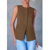 imagePRETTYGARDEN Womens Suit Vest Tops 2025 Summer Dressy Casual Business Button Sleeveless Trendy Fashion Blazer WaistcoatCoffee