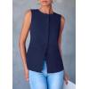 imagePRETTYGARDEN Womens Suit Vest Tops 2025 Summer Dressy Casual Business Button Sleeveless Trendy Fashion Blazer WaistcoatDark Blue