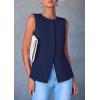 imagePRETTYGARDEN Womens Suit Vest Tops 2025 Summer Dressy Casual Business Button Sleeveless Trendy Fashion Blazer WaistcoatDark Blue