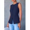 imagePRETTYGARDEN Womens Suit Vest Tops 2025 Summer Dressy Casual Business Button Sleeveless Trendy Fashion Blazer WaistcoatDark Blue