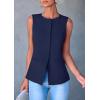 imagePRETTYGARDEN Womens Suit Vest Tops 2025 Summer Dressy Casual Business Button Sleeveless Trendy Fashion Blazer WaistcoatDark Blue