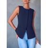 imagePRETTYGARDEN Womens Suit Vest Tops 2025 Summer Dressy Casual Business Button Sleeveless Trendy Fashion Blazer WaistcoatDark Blue