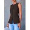 imagePRETTYGARDEN Womens Suit Vest Tops 2025 Summer Dressy Casual Business Button Sleeveless Trendy Fashion Blazer WaistcoatDark Coffee