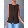 imagePRETTYGARDEN Womens Suit Vest Tops 2025 Summer Dressy Casual Business Button Sleeveless Trendy Fashion Blazer WaistcoatDark Coffee