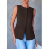 imagePRETTYGARDEN Womens Suit Vest Tops 2025 Summer Dressy Casual Business Button Sleeveless Trendy Fashion Blazer WaistcoatDark Coffee