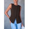imagePRETTYGARDEN Womens Suit Vest Tops 2025 Summer Dressy Casual Business Button Sleeveless Trendy Fashion Blazer WaistcoatDark Coffee