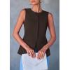 imagePRETTYGARDEN Womens Suit Vest Tops 2025 Summer Dressy Casual Business Button Sleeveless Trendy Fashion Blazer WaistcoatDark Coffee