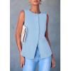 imagePRETTYGARDEN Womens Suit Vest Tops 2025 Summer Dressy Casual Business Button Sleeveless Trendy Fashion Blazer WaistcoatLight Blue
